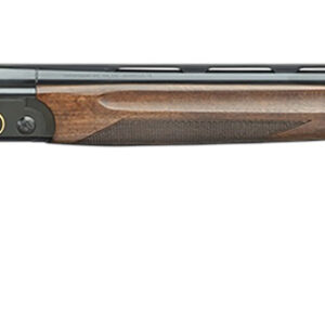 Premium over-and-under shotgun with wooden stock.