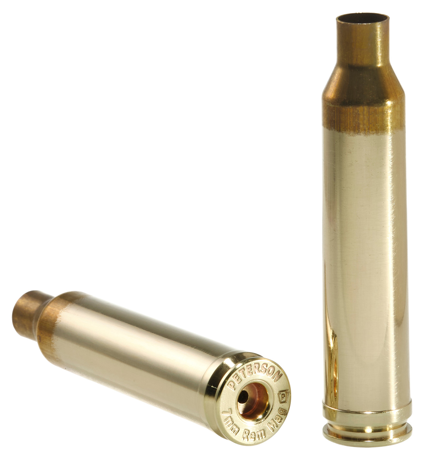 Two brass rifle cartridge cases displayed together.