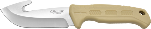 Camillus titanium hunting knife with beige handle