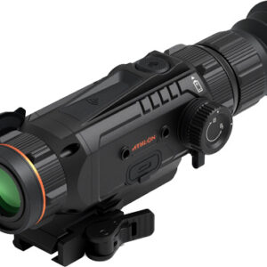 Thermal imaging scope with adjustable mount and lens.