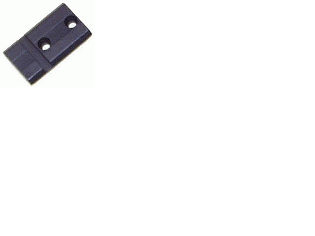 Black rectangular object with two holes.