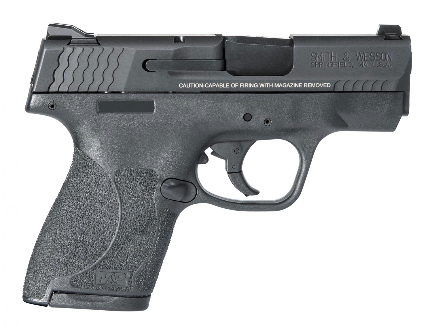 Smith & Wesson handgun with textured grip.