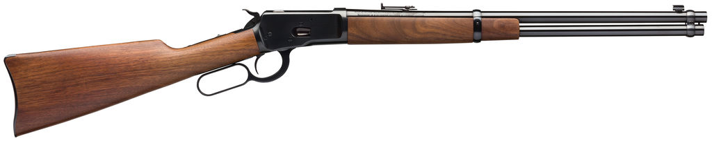 Lever-action rifle with a wooden stock.