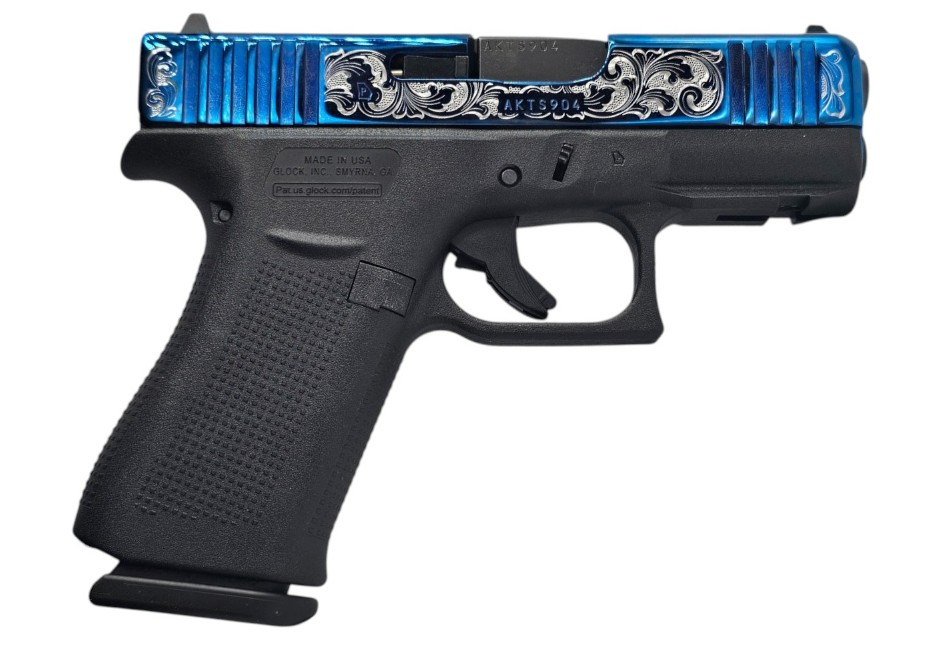 GLOCK 43X 9MM FS BLUE  ENGRAVED 10RD UI4350201-BLENG