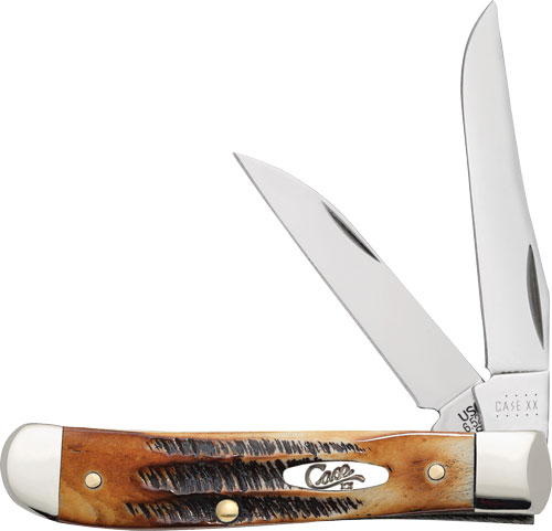 Three-blade folding knife with a wooden handle.