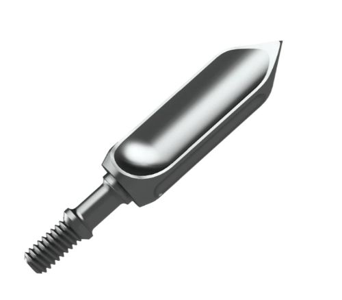 Metal component with a pointed end and threaded base