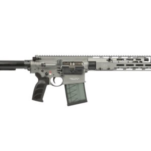 Modern semi-automatic rifle in gray finish.