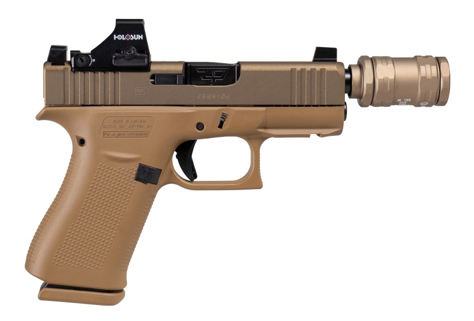 GLOCK SCT SHARK PUPPY 43X 9MM 3.4IN THREADED BARREL 10RD FDE HOLOSUN 407K JK CCX9 INCLUDED UX4350204SPFDE