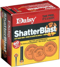 Daisy ShatterBlast clay target box for shooting.