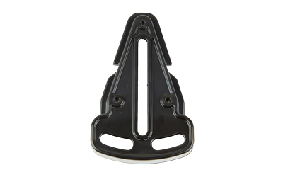 Black plastic mounting bracket with multiple openings.