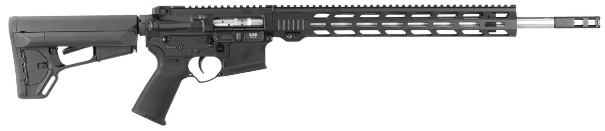 Side view of a modern tactical rifle.