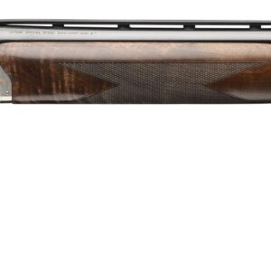 Detailed side view of a shotgun.