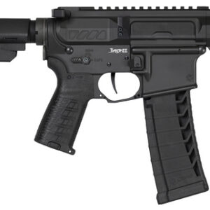 Side view of a modern tactical firearm.