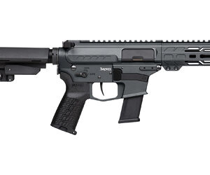 Modern firearm with tactical design and accessories