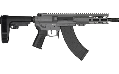 Modern firearm with detachable magazine and rail system.