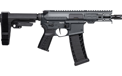 Modern tactical rifle with adjustable stock and magazine.