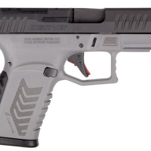 A modern semi-automatic handgun with a textured grip.