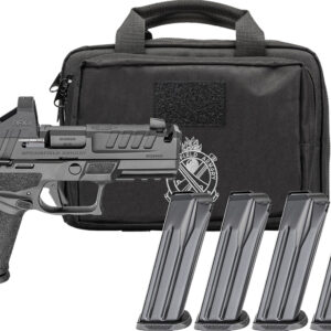 Springfield Armory pistol with carrying case and magazines.