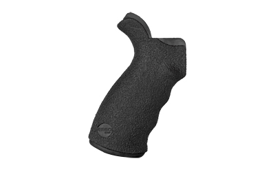 Black textured gun grip for enhanced control.