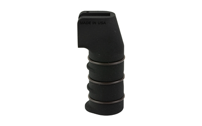 Black rubber grip for firearm or equipment.