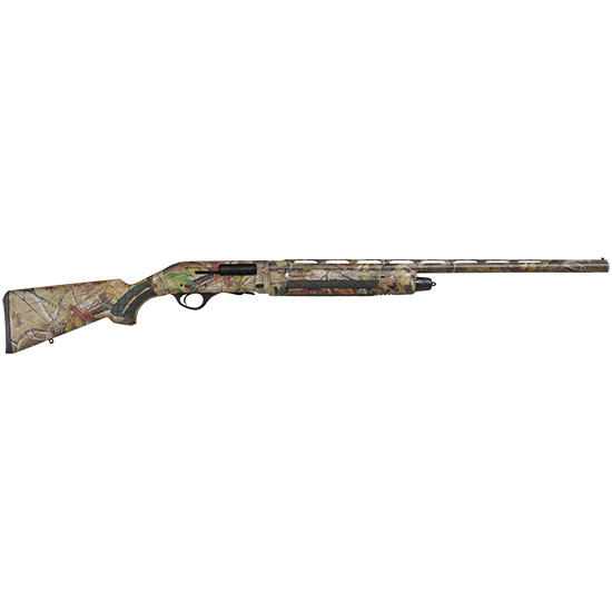 Camo shotgun displayed from the side