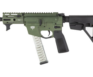 Green tactical firearm with adjustable stock