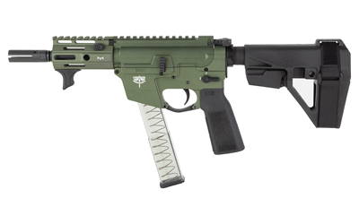 Green tactical firearm with adjustable stock