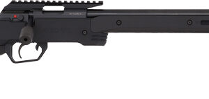 Side view of a modern black rifle.
