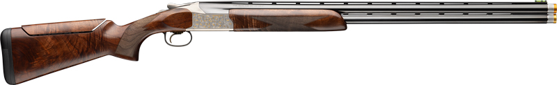 Detailed shotgun with wooden and metallic features.