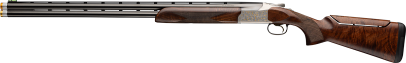 Detailed view of a stylish shotgun with wood finish.