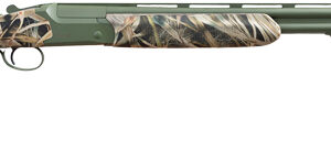 Camouflaged shotgun with a green finish
