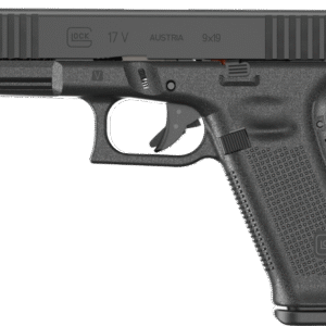 Side view of a Glock 17 pistol.