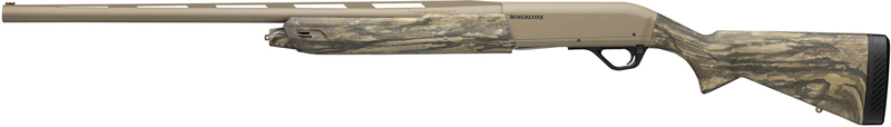 Side view of a camouflaged shotgun