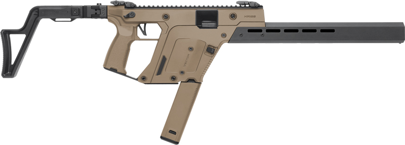 Brown firearm with modern design and features