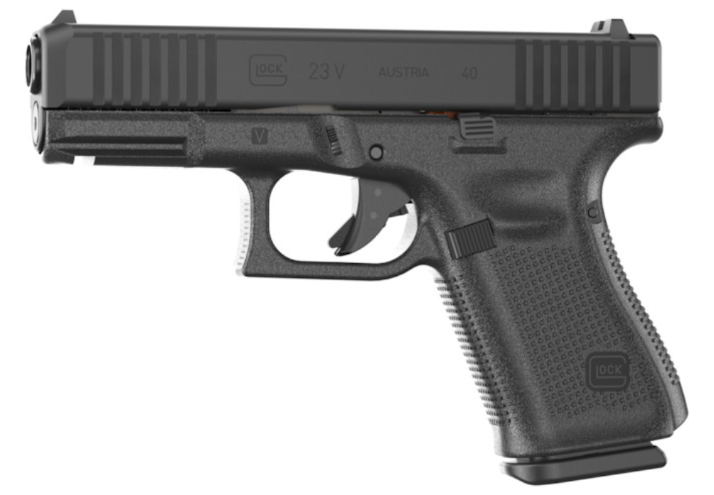 Glock 23 V handgun with a black finish