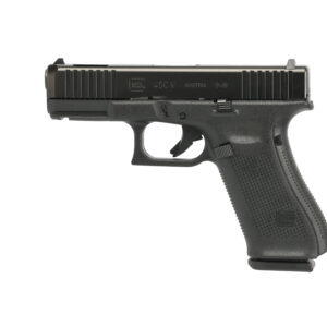 Side view of a black semi-automatic pistol.