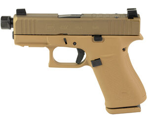 Tan handgun on a white background