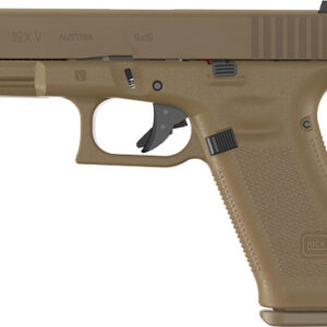 Glock 19X V handgun in tan color.