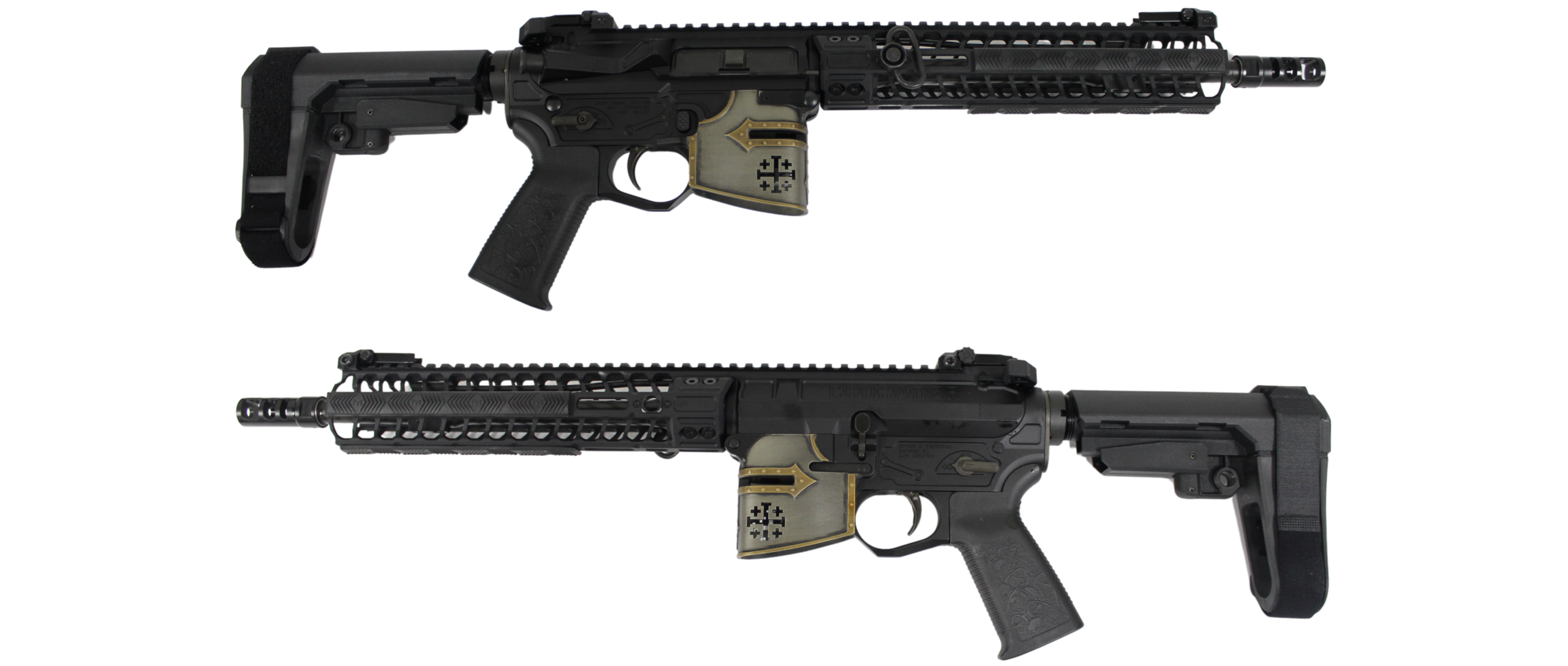 SPIKES TACT RARE BREED CRUSADER 11.5" 5.56 PISTL 10" M-LOK W SB3 BRACE & R2