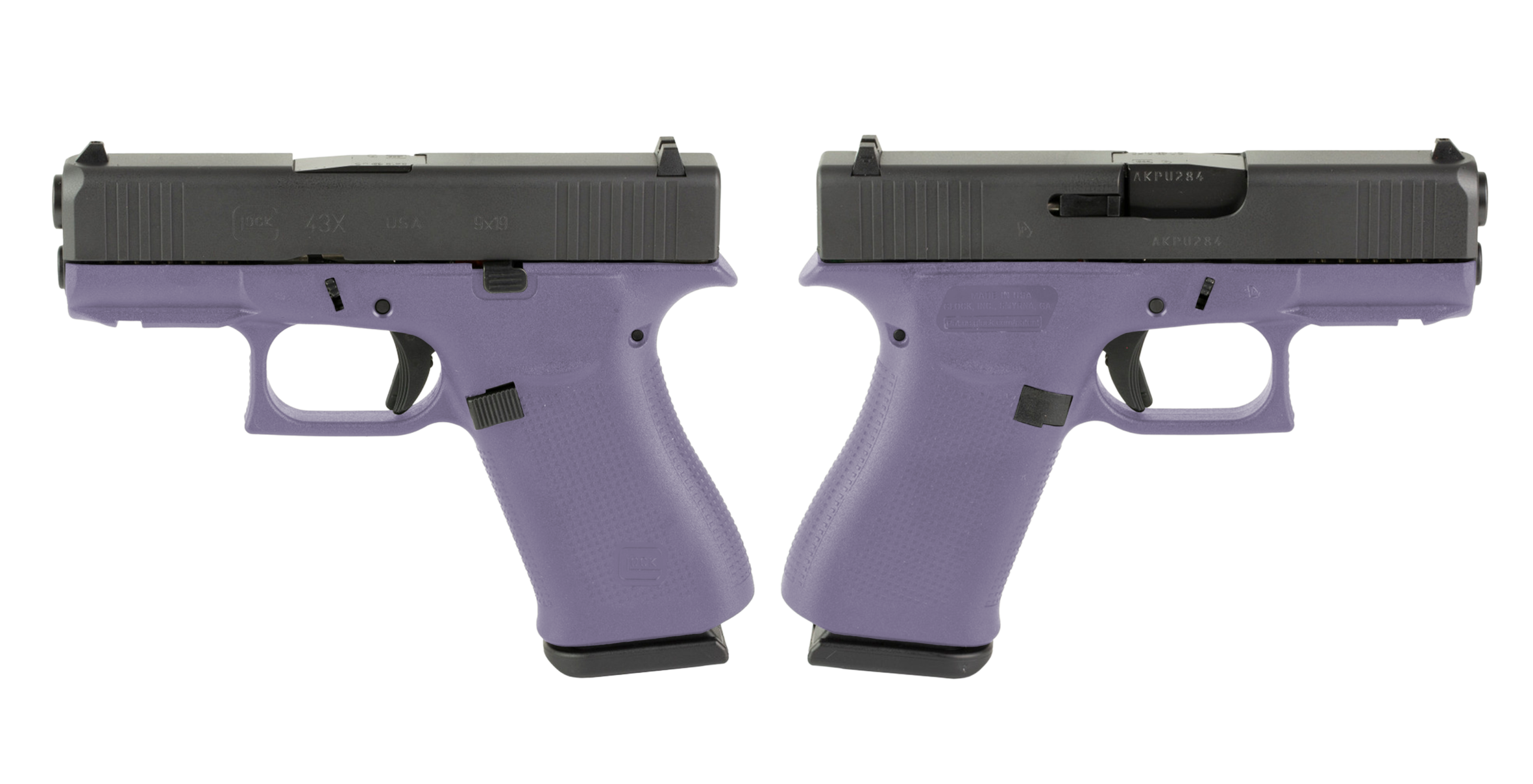 GLOCK G43X 9MM PISTOL 3.41" PURPLE ORCHID NIGHT SIGHTS 2-10RD MAGS