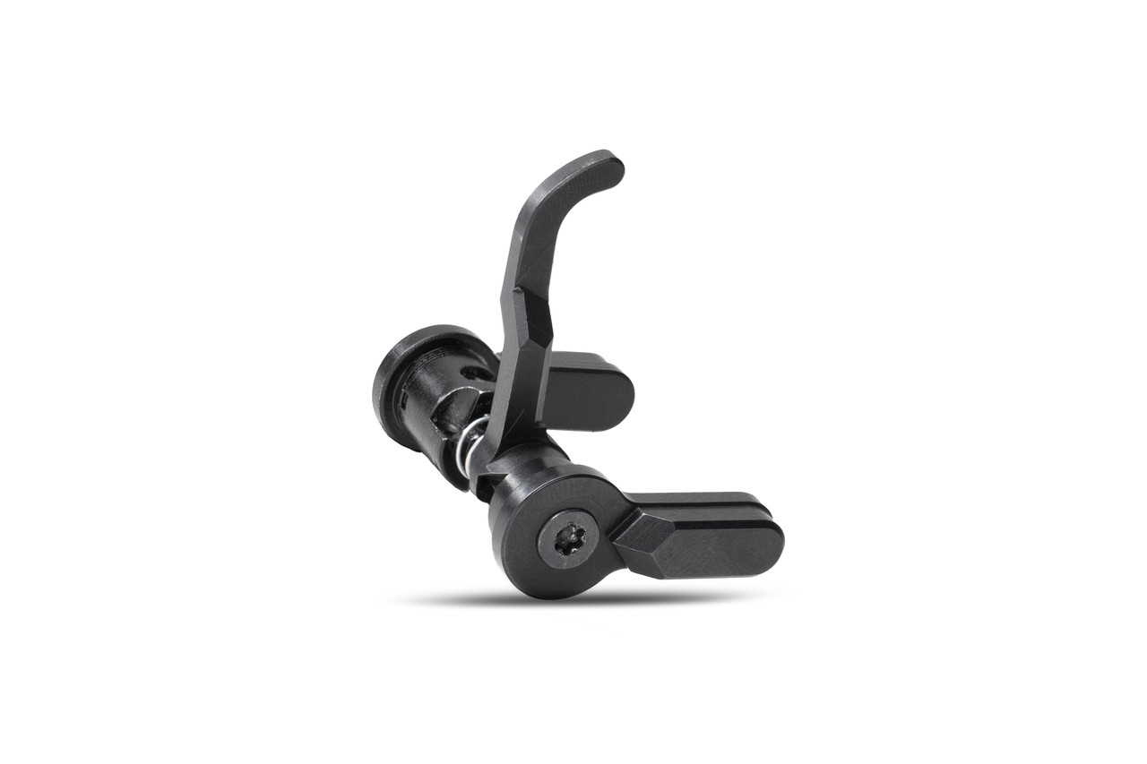 Black tactical lever for firearm accessories.