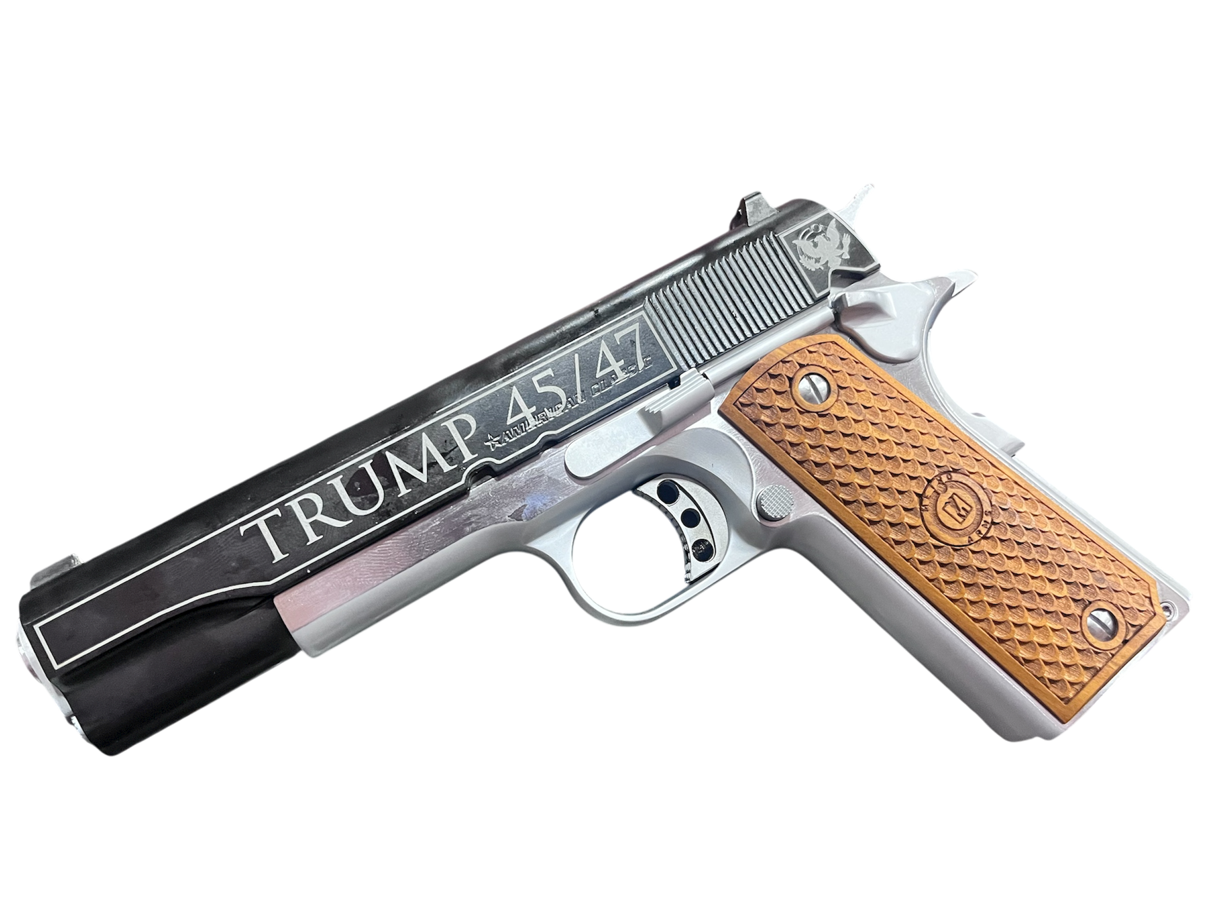 AMERICAN CLASSIC TROPHY 1911 45ACP 5" TRUMP GOLDEN ERA BLACK/SILVER 8RD