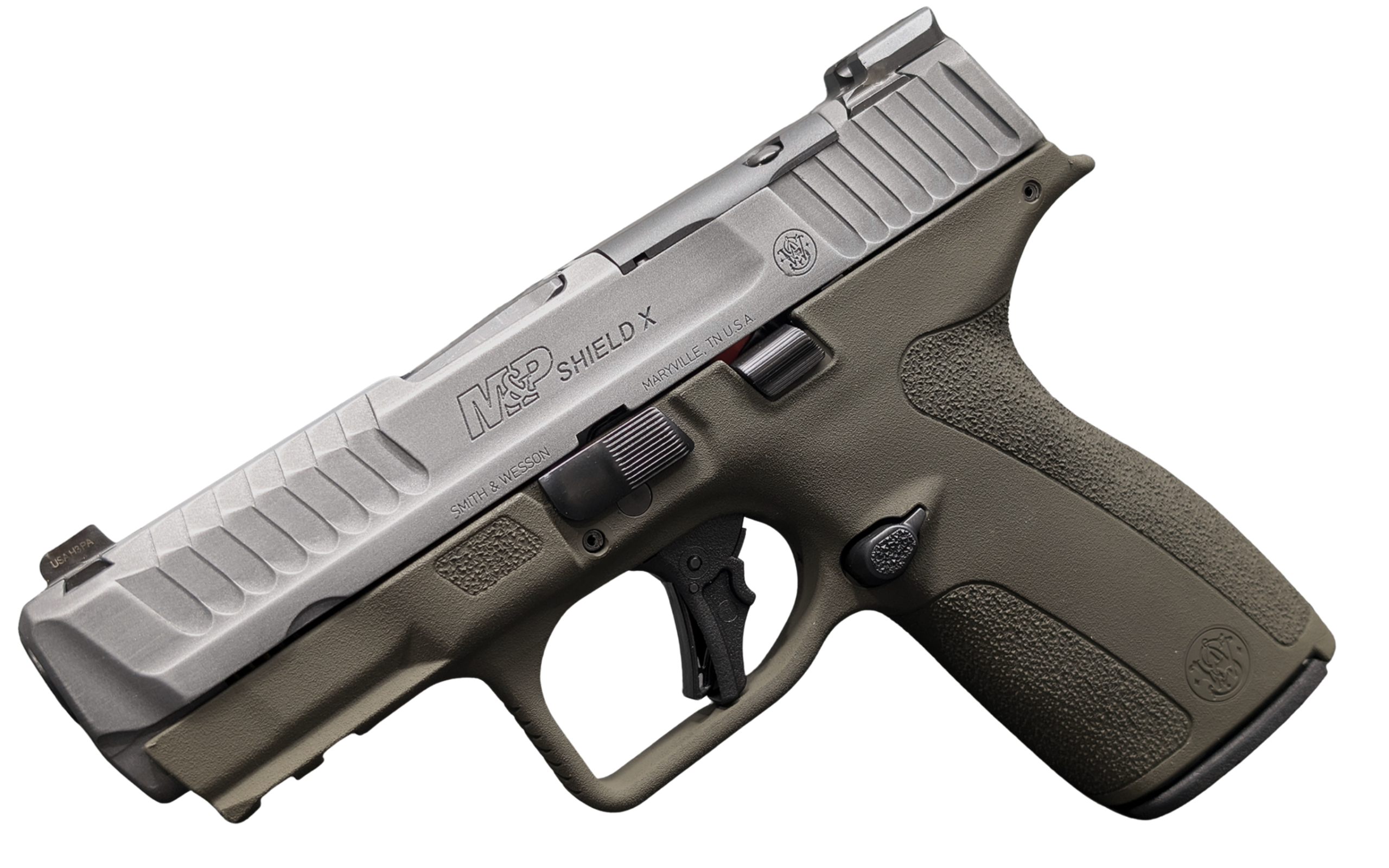 SMITH & WESSON M&P 9 SHIELD X NTS CRUSHED SILVER BATTLEWORN PISTOL 3.6" N.S. 1-13RD, 1-15RD MAG