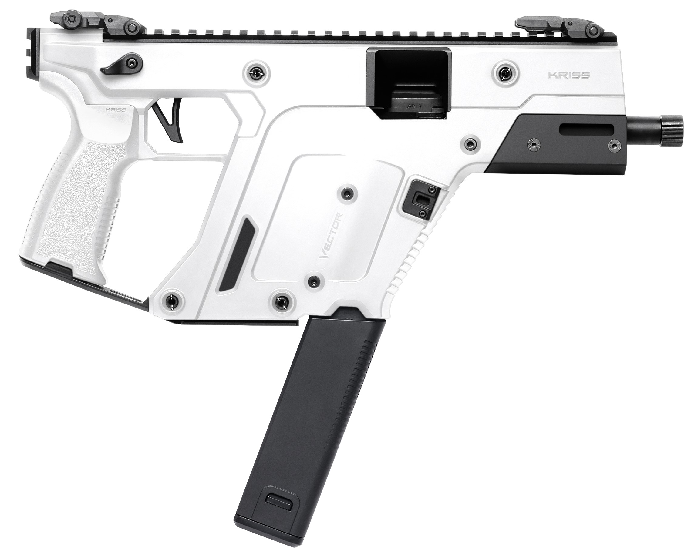 Kriss Vector firearm in white and black design
