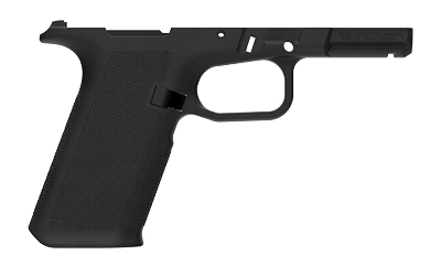 Black handgun side view on a white background.