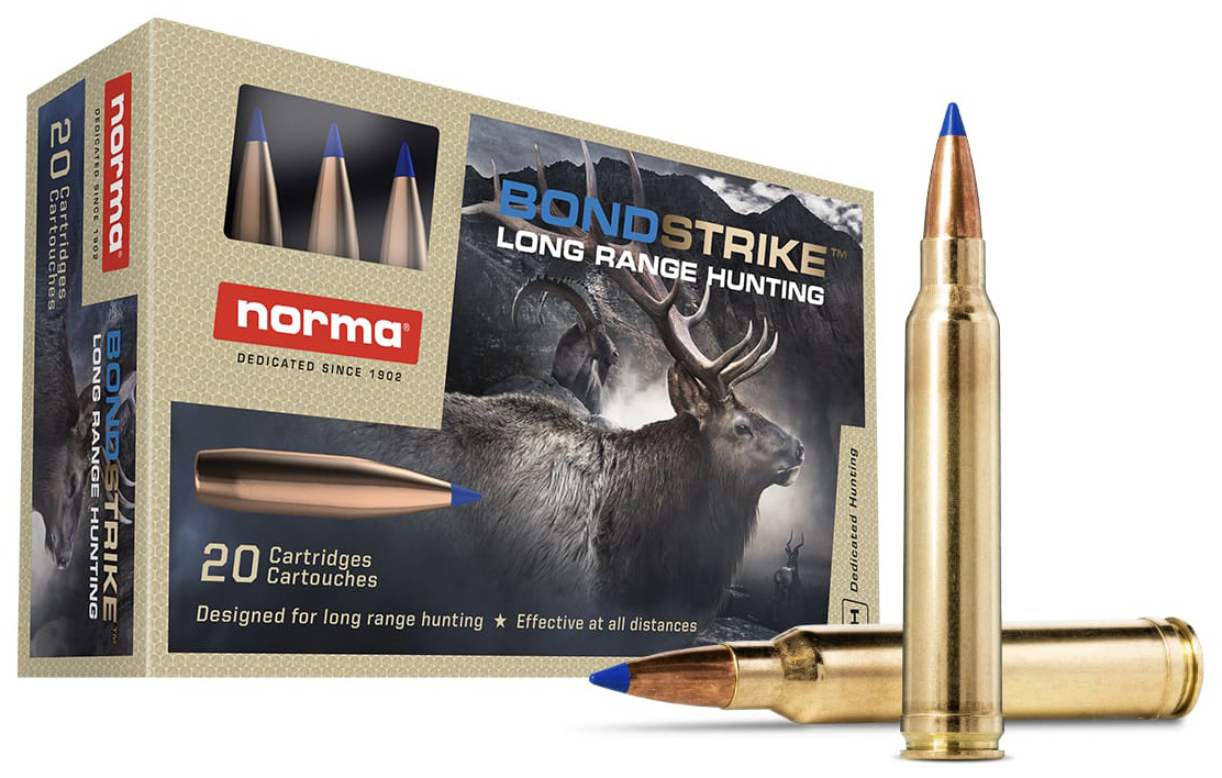 Norma Bondstrike long-range hunting cartridges packaging.