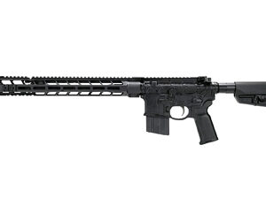 Black semi-automatic rifle on a white background.