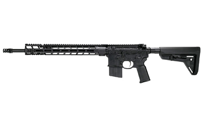 Black semi-automatic rifle on a white background.