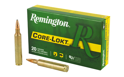 Remington Core-Lokt ammunition box with cartridges