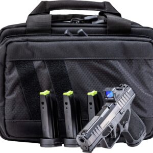Handgun and magazines in a tactical bag.